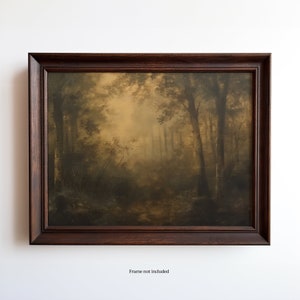 Vintage Forest Wall Art | Tranquil Woodland Painting | Home Decor | Nature-Inspired Artwork