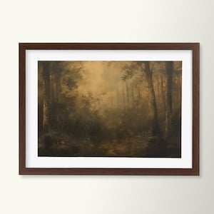 Vintage Forest Framed Wall Art | Tranquil Woodland Painting | Home Decor | Nature-Inspired Artwork | Horizontal Art