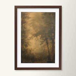 Vintage Forest Framed Wall Art | Tranquil Woodland Painting | Home Decor | Nature-Inspired Artwork | Vertical Art