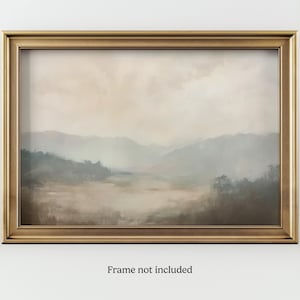 Impresión artística de paisaje abstracto: tonos neutros suaves, colinas modernas