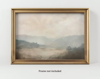 Abstract Landscape Art Print: Soft Neutral Tones, Modern Hills