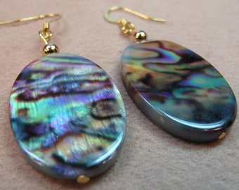 Pretty Multicolored Shell Oval Dangle Earrings