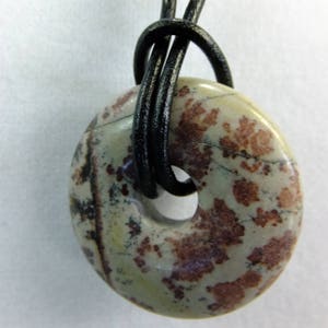 Reddish Brown and Gray Picasso Jasper Donut Choker on a Leather Cord Unisex Necklace NEW