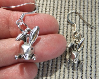 Pewter Bunny Rabbit Dangle Earrings