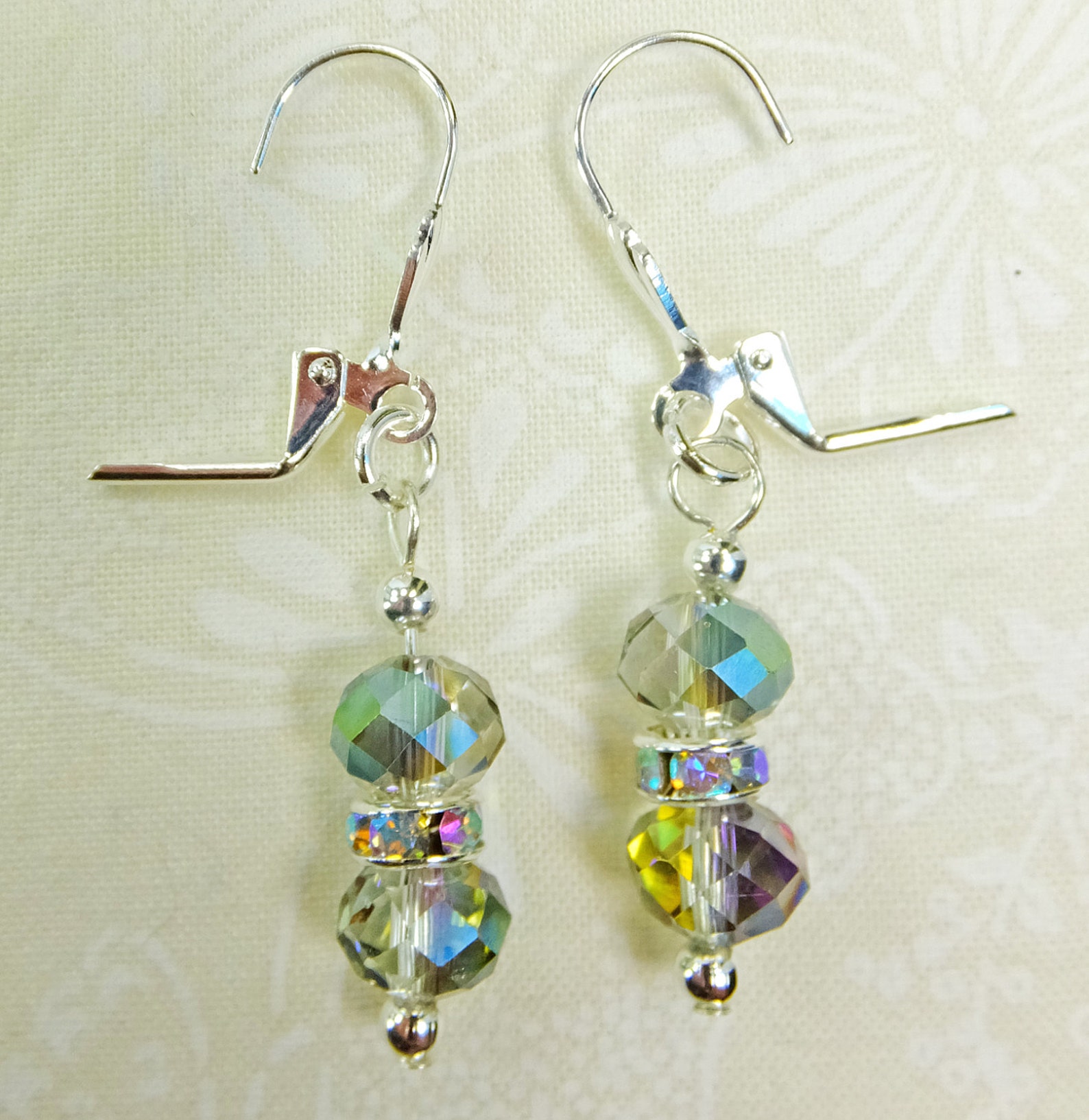 Rainbow Cut Glass Crystal Beads Dangle Earrings Multicolored Rhinestone