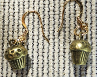 Brass Cupcake Dangle Earrings
