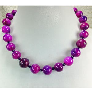 Beautiful Large Violet Purple Stone Beads with Tiny Purple Spacer Beads Necklace 17 inch length