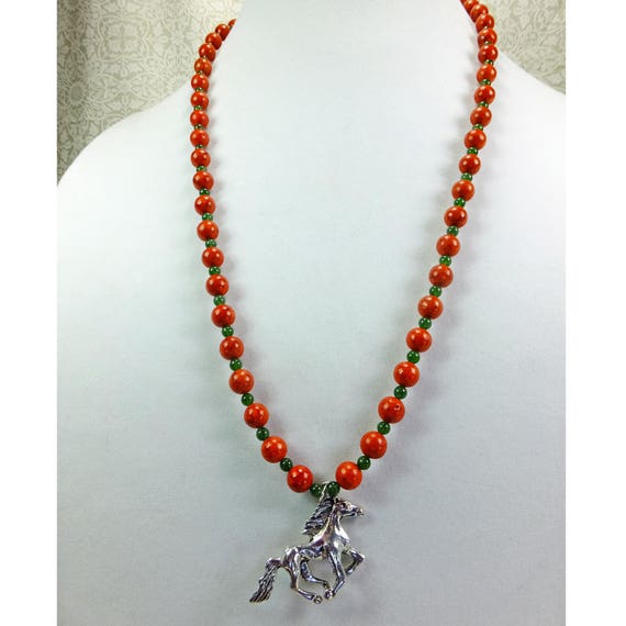 Triple Strand Red Coral and Silver pewter Beads with Custom Clasp