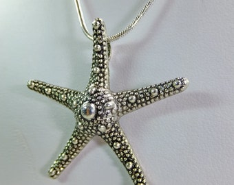 Metal Starfish Pendant on a Silvery Chain