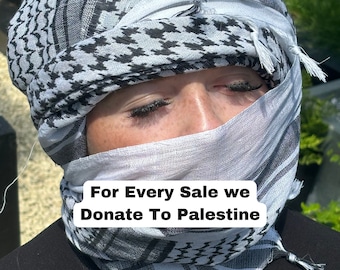 Palestine Kaffiyeh Scarf, Palestine Shemagh, Palestine Cotton Kaffiyeh, Palestine Fundraiser Support, Traditional Black And White Scarf