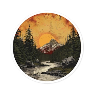 Sonnenaufgang Premium-Vinyl Indoor Outdoor 15,2 cm runder Aufkleber für Autos, Lastwagen, Laptops, Kühlboxen, Gepäck und mehr