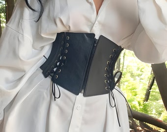 Gothic Piraten Renaissance Unterbrustkorsett, Schnürkorsett, Steampunk PU Lederkorsett, Ren Faire Schwarz Breite Taille Y2k Mittelalter Korsettgürtel