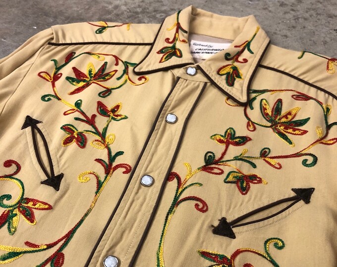 California Ranchwear Vintage Western Shirt, Pale Yellow With Floral ...