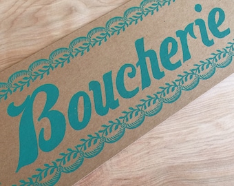 BOUCHERIE art CAJUN DECOR, letterpress poster, Louisiana art, kitchen art, French sign, Meat Market, gifts for cooks, smoked meat, Cajun art