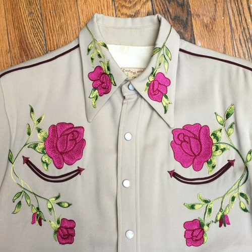 1950s FLORAL COWGIRL SHIRT Custom Made Hollywood California - Etsy