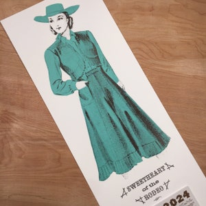 SWEETHEART of the RODEO COWGIRL 2024 Calendar Hand Printed Letterpress, the Byrds, cowgirl, vintage hat, western wear, leather, old time