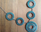 ZUNI TURQUOISE NECKLACE Matching Earrings jewelry Statement piece Native American jewelry Squash blossom style Southwestern jewelry
