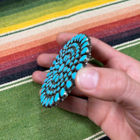 Large TURQUOISE CLUSTER Pin, vintage Native Ameri… - image 4