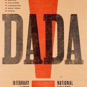 DADA POSTER Exclamation Point, Hand Pulled Letterpress Print, National Gallery of Art, MCM decor, modern art, contemporary decor, handmade image 1