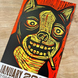 SMOKING DOG CALENDAR 2027 Hand Printed Letterpress, small woodcut, canine lovers gift, pet people, funny dogs, secret santa stocking stuffer bild 4