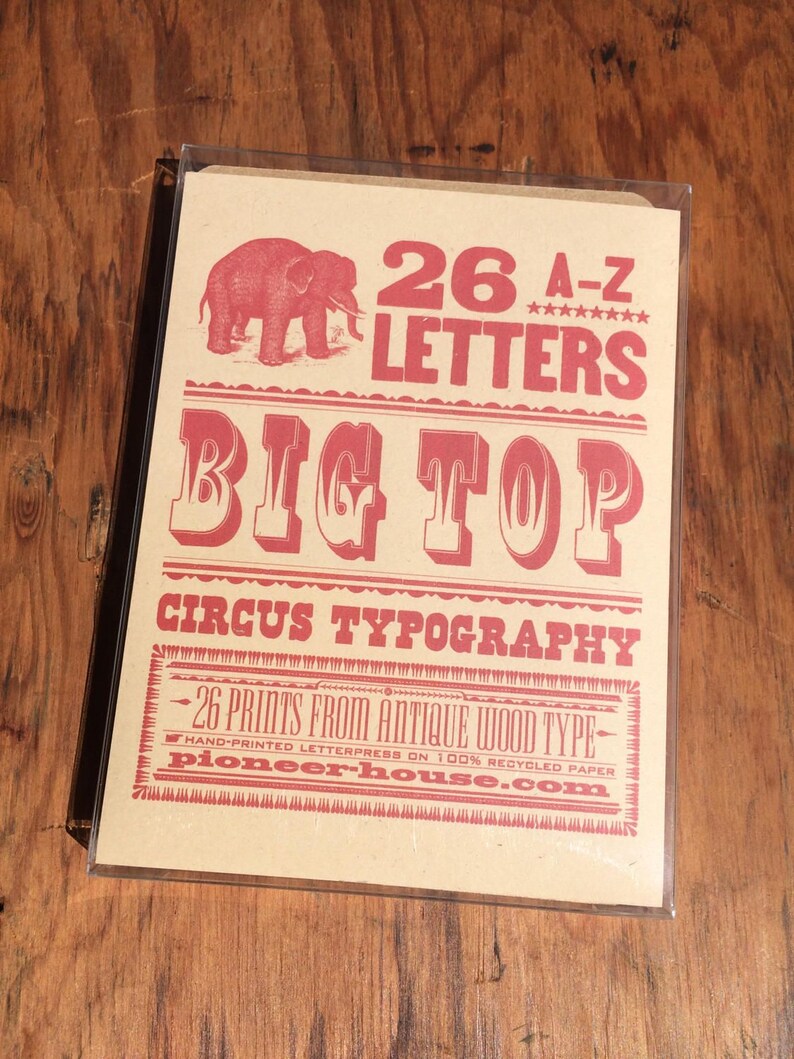 ABC cards FANCY ALPHABET art Circus font prints 26 Letterpress cards Nursery decor Alphabet letters Gift for designers A to Z hand printed image 2