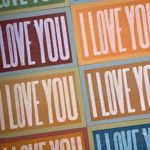 4 I LOVE YOU Cards Letterpress Hand Printed oversized A10 card recycled paper kraft envelopes, couples, valentine, image 3