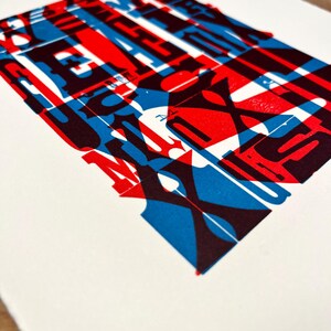 No. 1 TYPOGRAPHY Art PRINT 8x10, Hand Printed Letterpress, graphic design gifts, fonts and letters, serif sans serif type, red blue fine art image 2