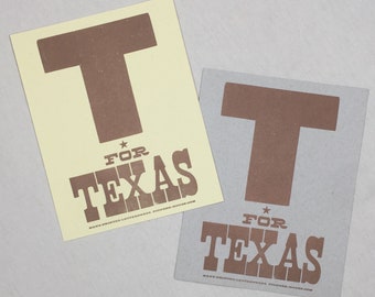 T for TEXAS mini poster Letterpress Print, Music Lover Gift, Antique Wood, Southern art Jimmie Rodgers love song, rustic decor cabin ranch