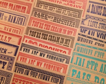 PICK FIVE giant letterpress POSTCARDS, Discount Custom Order for anyone