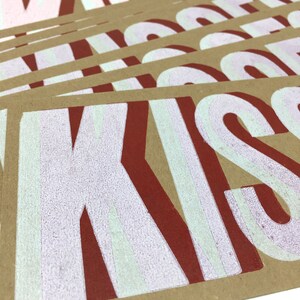 Valentines Day Cards, KISSES Letterpress cards, typography cards, kiss, valentine, engagement, wedding, anniversary, love note, handmade image 6