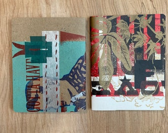 PAIR Letterpress MINI JOURNALS One of a Kind covers, blank notebook, instrument case notes, sketchbook handmade makeready monoprint cover