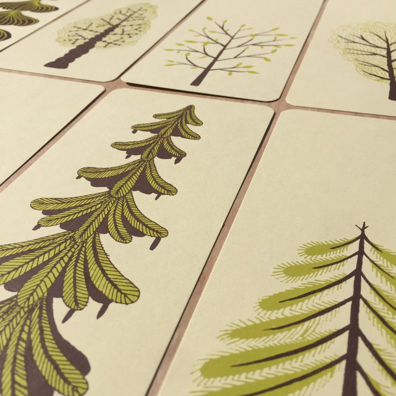 GREEN TREE CARDS Letterpress Prints Merry Christmas Tree Happy Holidays 8 different trees frame or mail Forest Hiking backpacking camping image 6