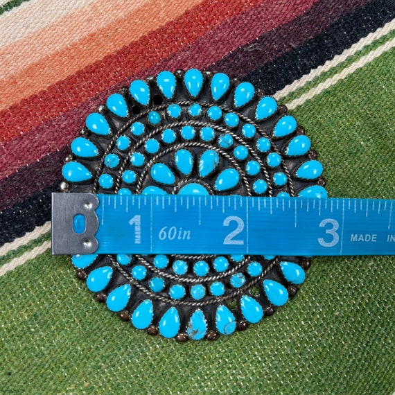 Large TURQUOISE CLUSTER Pin, vintage Native Ameri… - image 8
