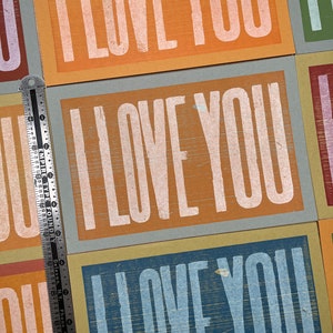 4 I LOVE YOU Cards Letterpress Hand Printed oversized A10 card recycled paper kraft envelopes, couples, valentine, image 8