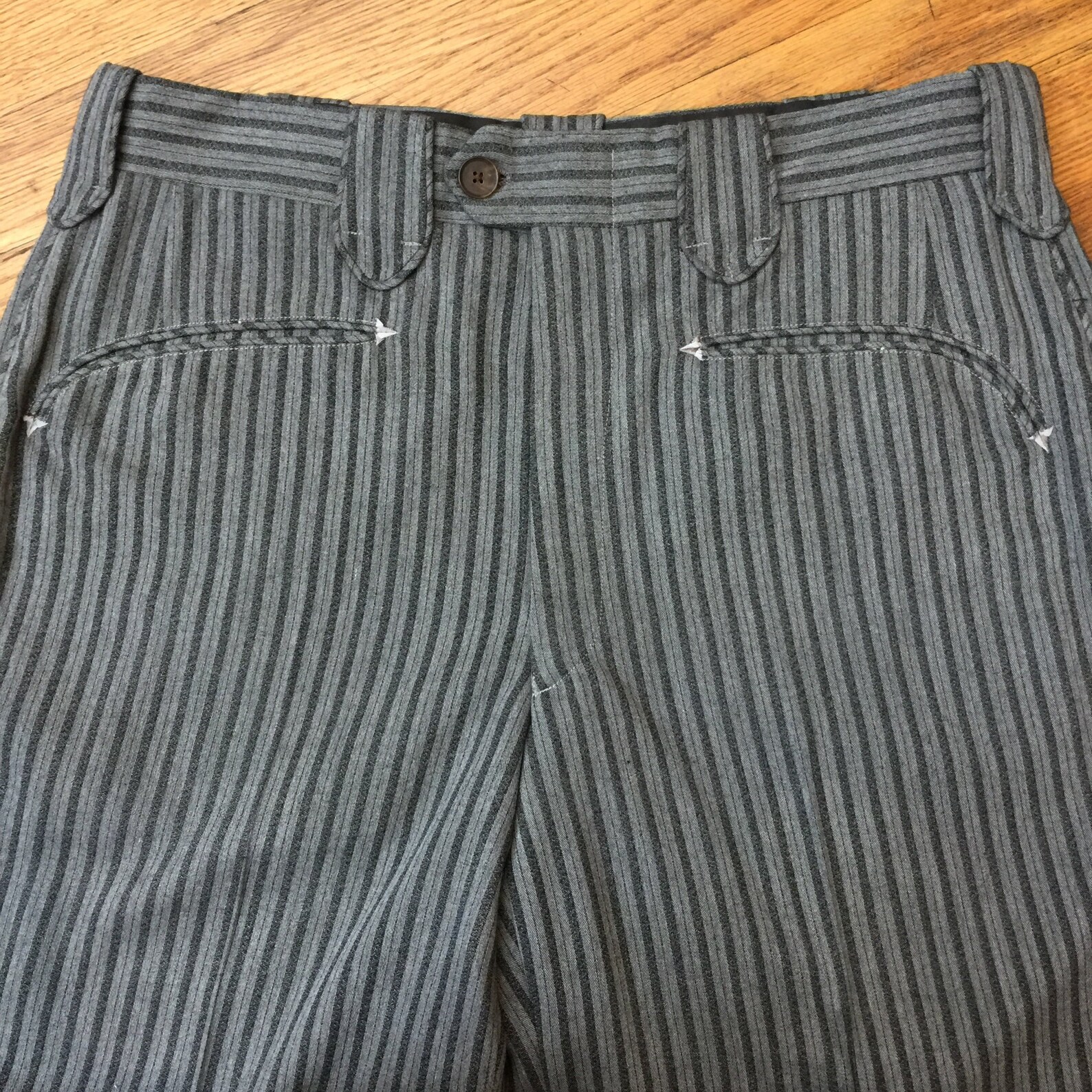 Gamblers stripe western pants Cad Zoots striped wool slacks | Etsy