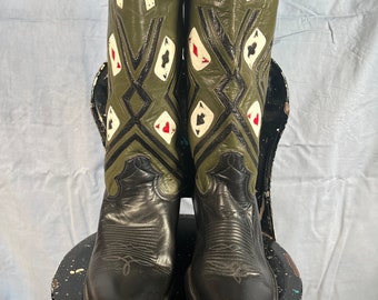 Four Aces COWBOY BOOTS Vintage MONTANA Size 8.5 Mens Black