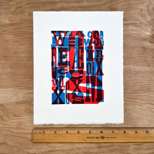 No. 1 TYPOGRAPHY Art PRINT 8x10, Hand Printed Letterpress, graphic design gifts, fonts and letters, serif sans serif type, red blue fine art image 6
