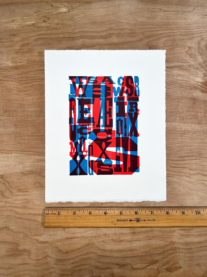 No. 1 TYPOGRAPHY Art PRINT 8x10, Hand Printed Letterpress, graphic design gifts, fonts and letters, serif sans serif type, red blue fine art image 6