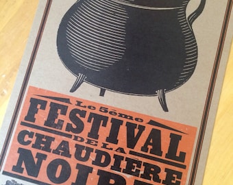 CAJUN ART, Black Pot Festival Poster, letterpress print, Cajun gift, Louisiana music poster, kitchen art, zydeco music, blackpot souvenir