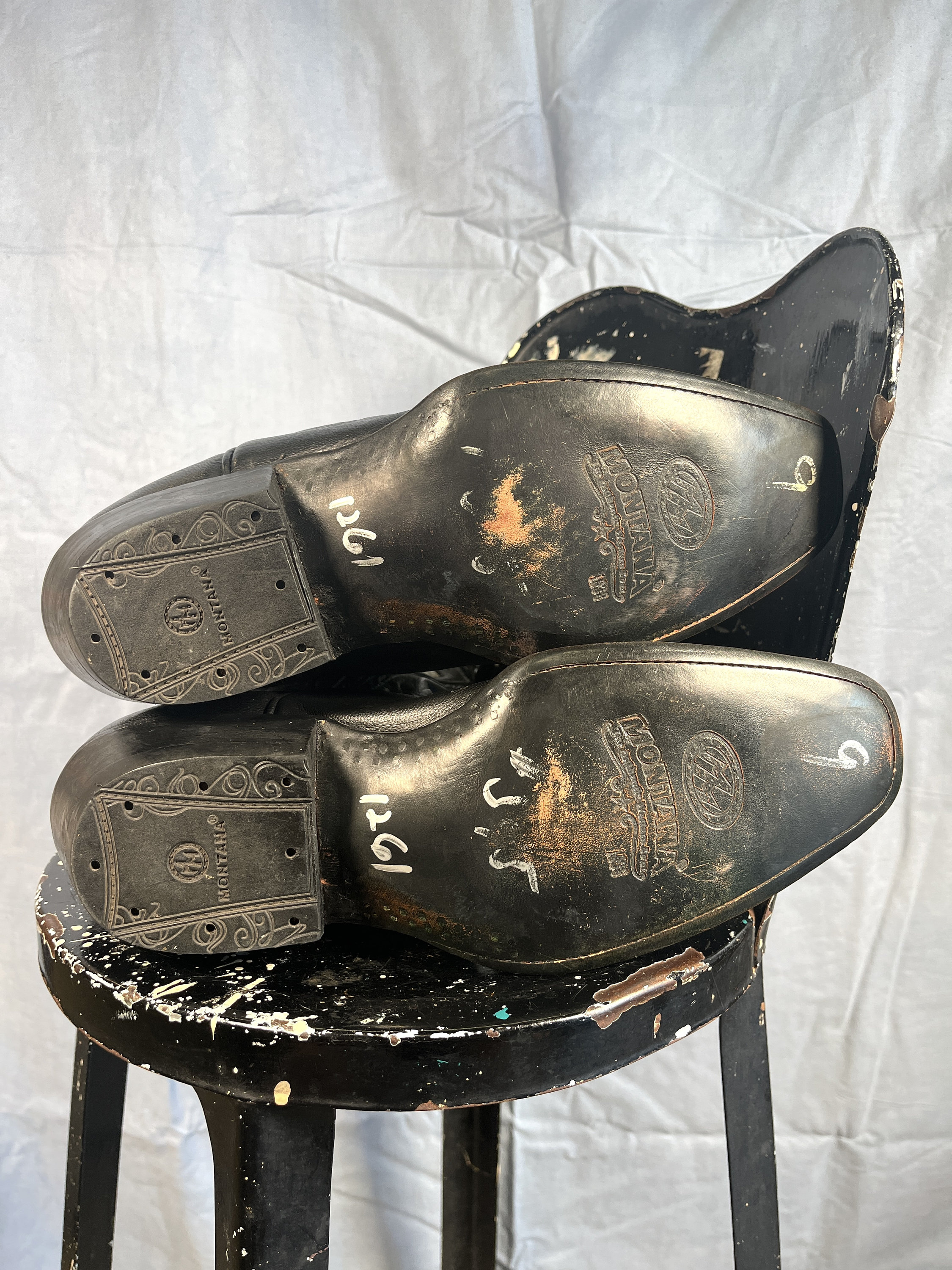 Four Aces COWBOY BOOTS Vintage MONTANA Size 8.5 Mens Black