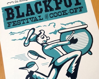 BLACK POT Cajun Music & Food Festival 2013. Hand Printed Letterpress Poster