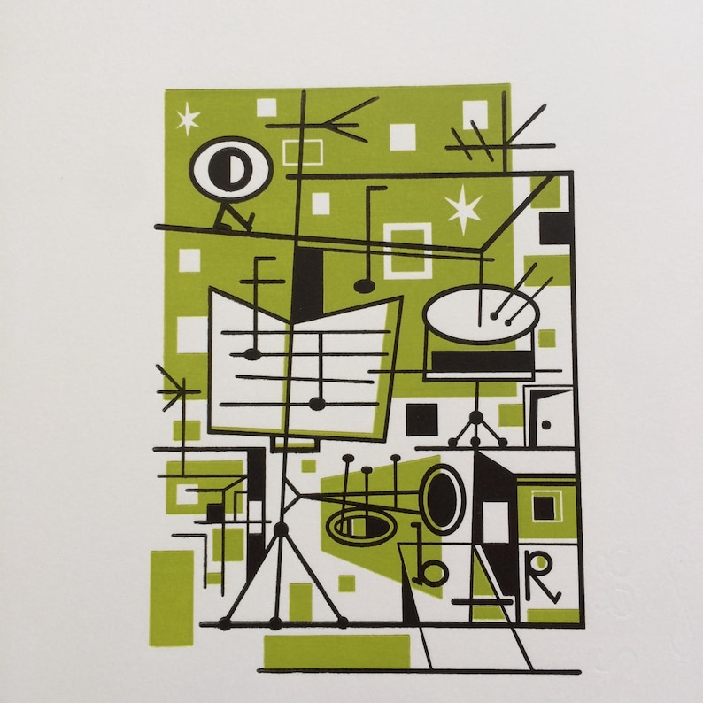 2 JAZZ PRINTS Mid Century Modern Music MCM Art Prints Etsy