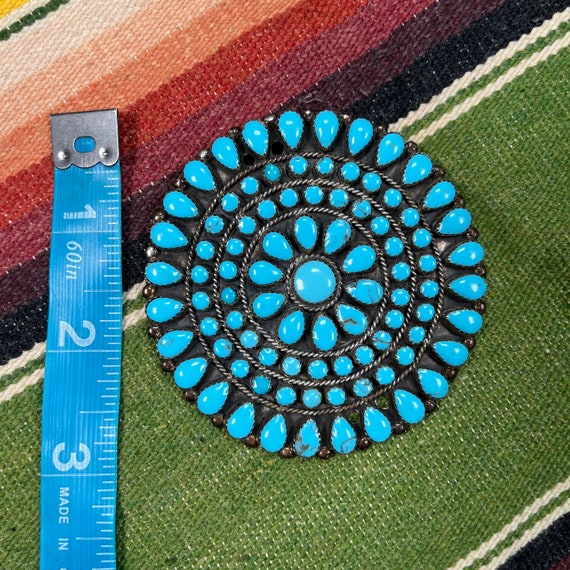 Large TURQUOISE CLUSTER Pin, vintage Native Ameri… - image 7