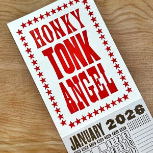 HONKY TONK Angel Mini 2026 CALENDAR Choose White or Orange Paper Hand Printed Letterpress country music star Loretta Lynn Dolly Parton Bild 6