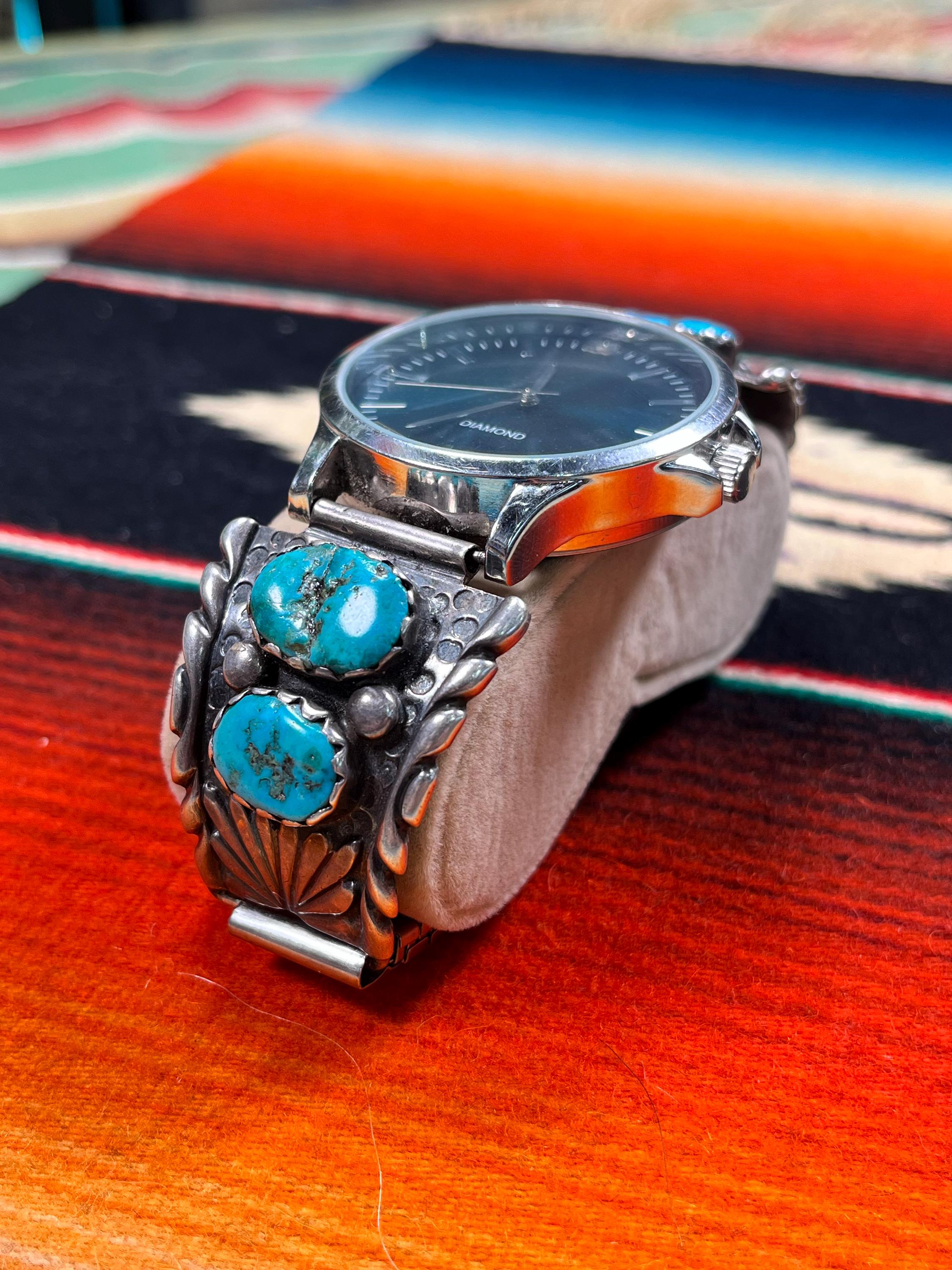Southwestern Style Watch with Turquoise Native American Turquoise Watches – NY Texas Style Boutique main image 2