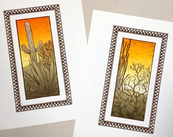 DESERT LANDSCAPE, Cactus art, Prickly Pear cactus, southwestern decor, agave art print, landscape art, southwestern art, desert art, cacti