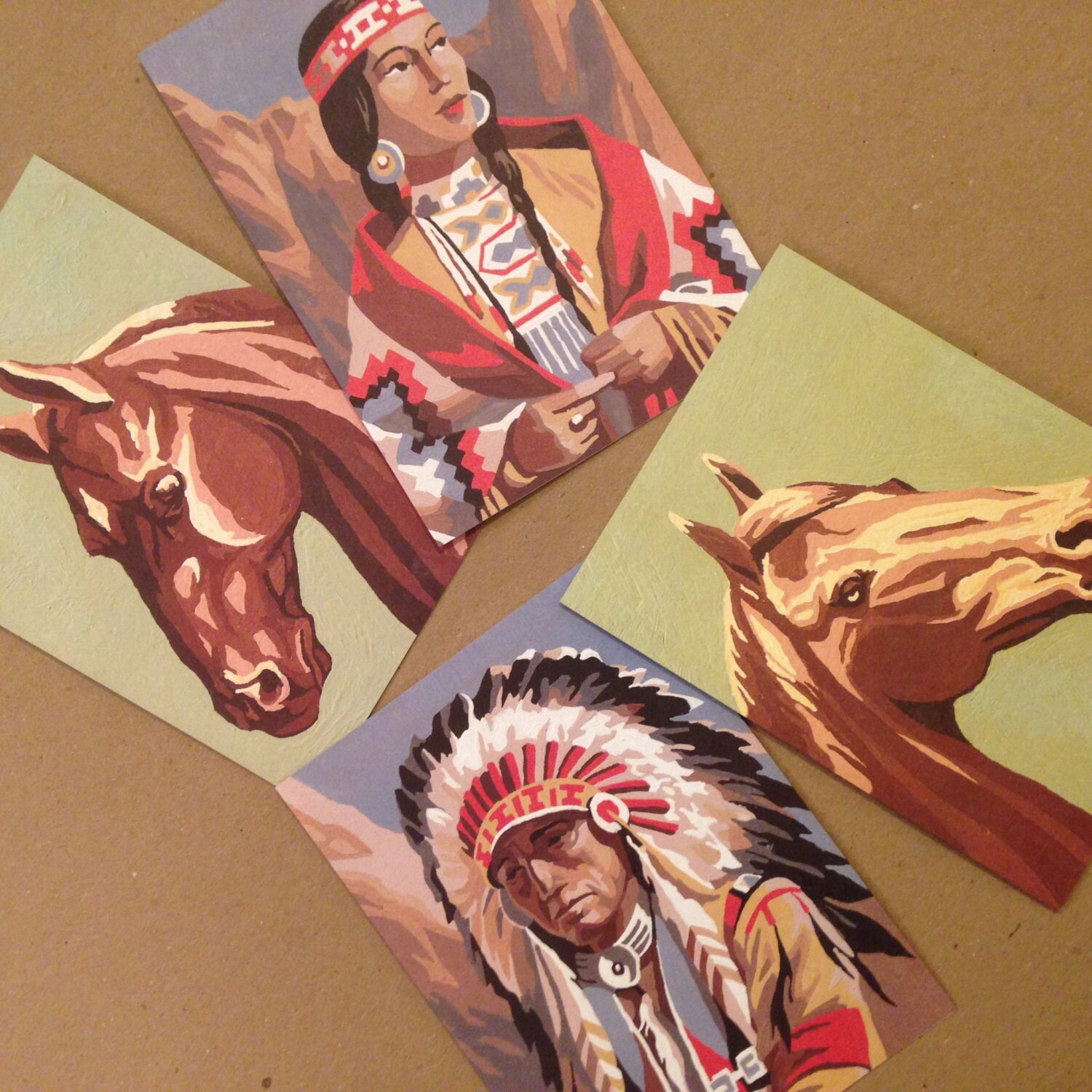8 NATIVE AMERICAN Greeting Card Pack Vintage Indian Chief Etsy