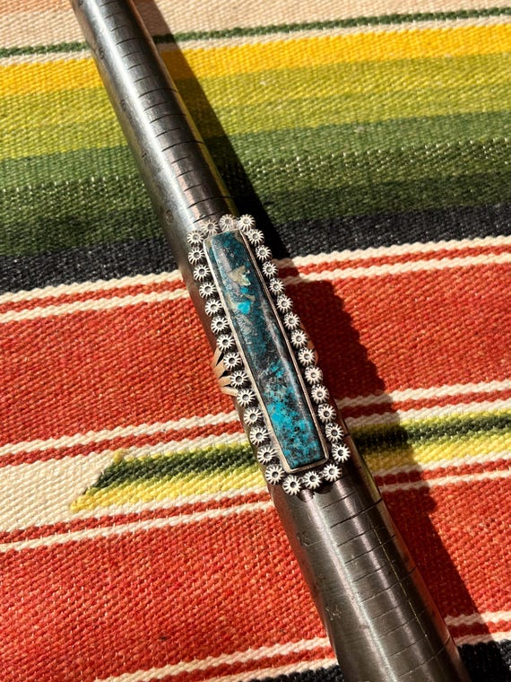 Rectangle STONE Shades of Blue RING Sterling Silv… - image 11