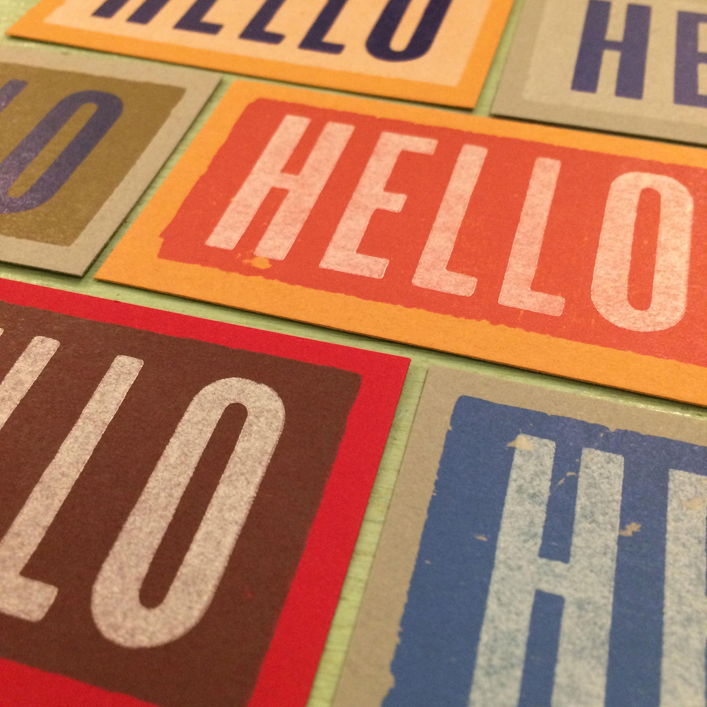 Hello Note Card 20 HELLO Note Cards Tiny Gift Tags Letterpress Wood Type Assorted ...