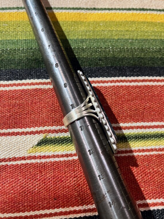 Rectangle STONE Shades of Blue RING Sterling Silv… - image 12